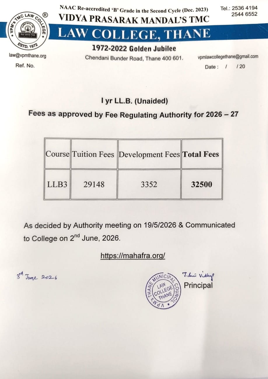 FRA Fee Structure for Unaided 2026-2027